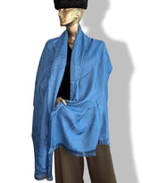 Hermes Jean Blue ETOLE NEW LIBRIS CONFESSIONS D'EX-LIBRIS Muffler Fringed 85% Cashmere/15% Silk 75 x 210 cm, BNWT! - poupishop