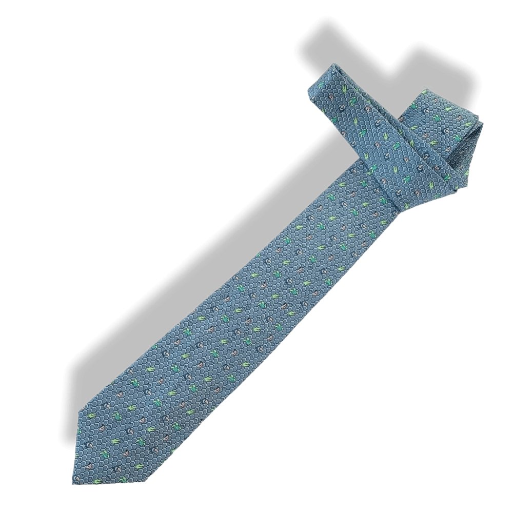 Hermes Jean Blue, Pink, Green LE PREMIER JOUR Twill Silk Tie, NWT in Pochette! - poupishop