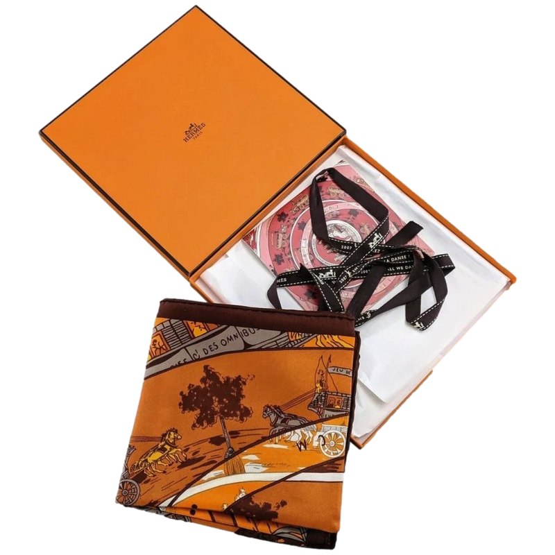 Hermes 2007 Orange Special Issue for the 70 years of the Brand JEU OMNIBUS 1937 - 200 JEU OMNIBUS Vintage Silk 70 cm
