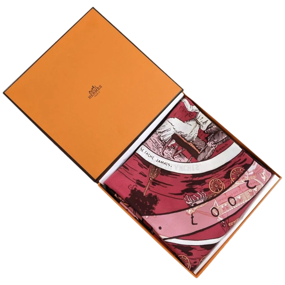 Hermes 2007 Red/Pink Special Issue for the 70 years of the Brand JEU OMNIBUS 1937 - 200 JEU OMNIBUS Vintage Silk 70 cm