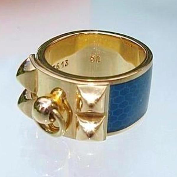 Hermes Joaillerie Gold 18k Enamel Collier de Chien CDC Ring, Box! - poupishop