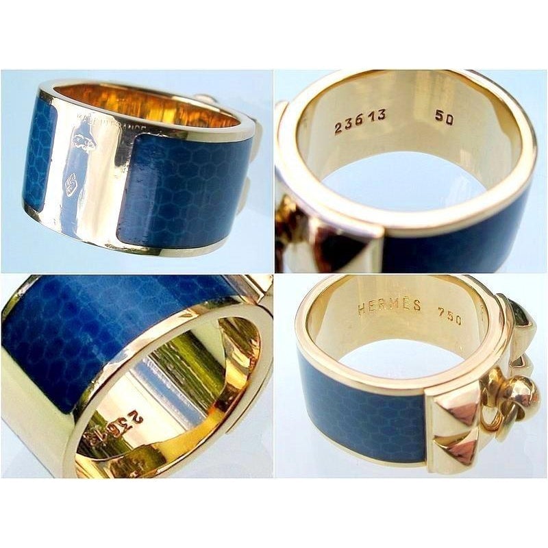 Hermes Joaillerie Gold 18k Enamel Collier de Chien CDC Ring, Box! - poupishop
