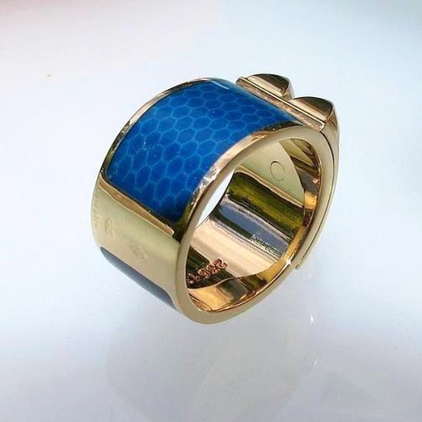 Hermes Joaillerie Gold 18k Enamel Collier de Chien CDC Ring, Box! - poupishop
