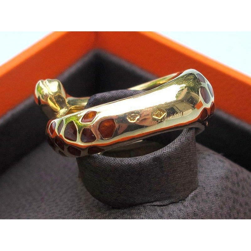 Hermes Joaillerie Gold 18K Enamelled Girafe Ring, Box! - poupishop