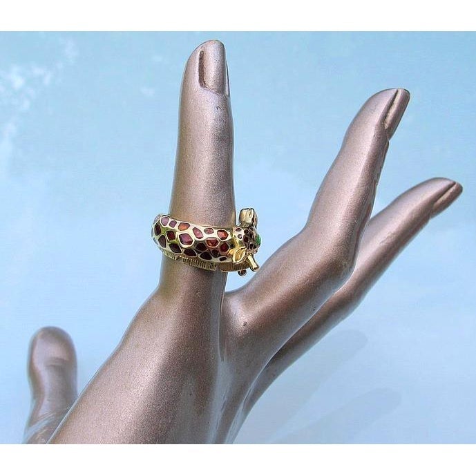 Hermes Joaillerie Gold 18K Enamelled Girafe Ring, Box! - poupishop