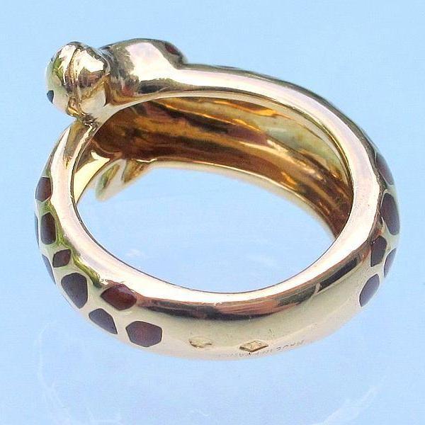 Hermes Joaillerie Gold 18K Enamelled Girafe Ring, Box! - poupishop