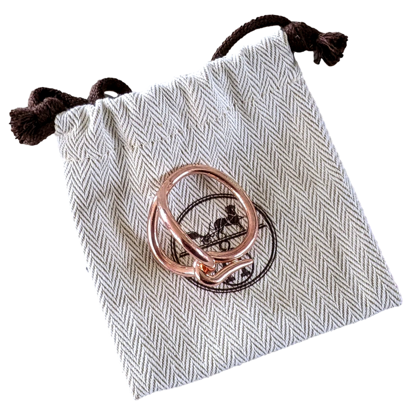 HERMES Permabrass Rose Gold Plated Trio Scarf Ring 897899