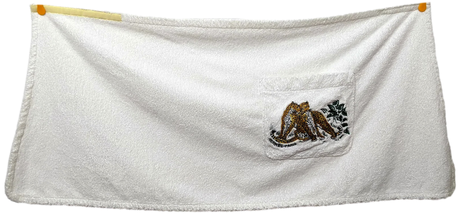 Hermes Vintage Embroidered "Jungle Love" Velcro Terry Beach Skirt with Large Pocket