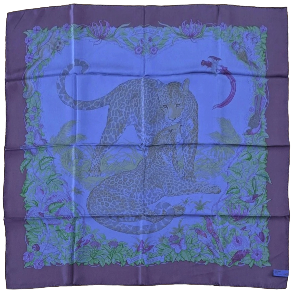 Hermes 2011 Encre/Bleu/Vert JUNGLE LOVE by Robert Dallet Dip Dye Surteint Silk 90cm