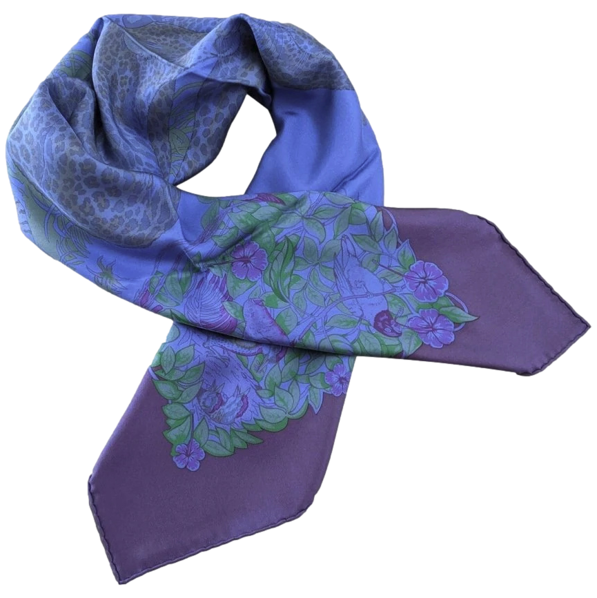 Hermes 2011 Encre/Bleu/Vert JUNGLE LOVE by Robert Dallet Dip Dye Surteint Silk 90cm