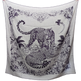 Hermes Gris [C210] Chiné/Iris "Jungle Love Tattoo" by Robert Dallet Cashmere 140 cm