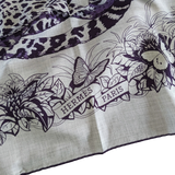 Hermes Gris [C210] Chiné/Iris "Jungle Love Tattoo" by Robert Dallet Cashmere 140 cm