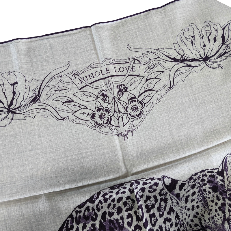 Hermes Gris [C210] Chiné/Iris "Jungle Love Tattoo" by Robert Dallet Cashmere 140 cm