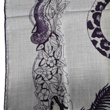 Hermes Gris [C210] Chiné/Iris "Jungle Love Tattoo" by Robert Dallet Cashmere 140 cm