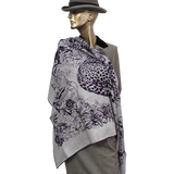 Hermes Gris [C210] Chiné/Iris "Jungle Love Tattoo" by Robert Dallet Cashmere 140 cm