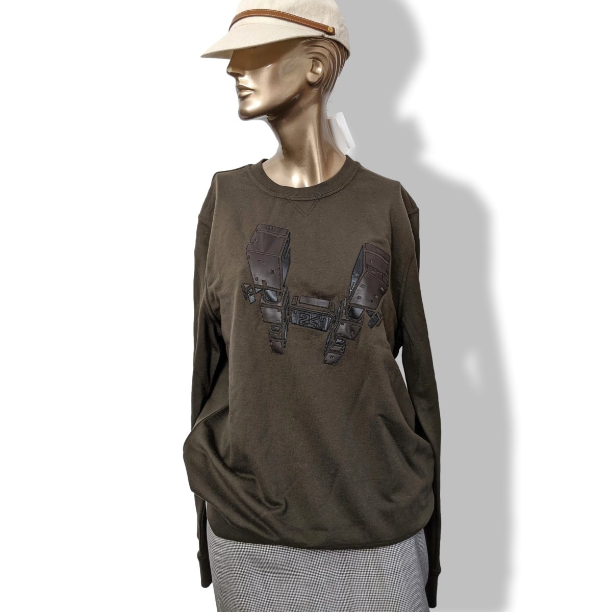 Hermes Kaki Lambskin Details Odyssee Sweat Col Rond Size M, Pur luxe, BNWT! - poupishop
