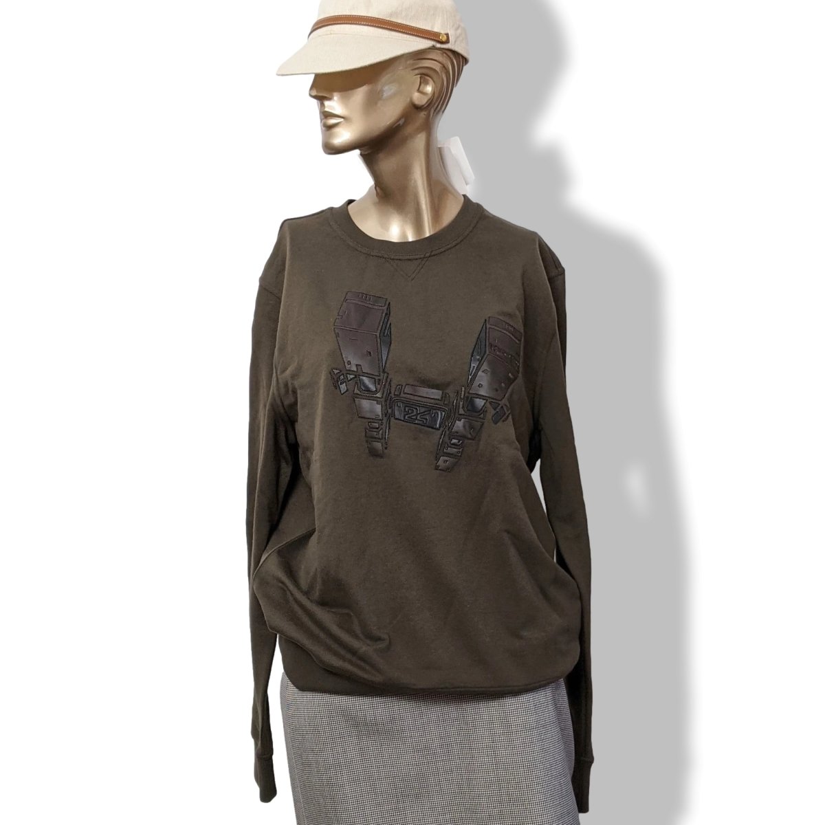 Hermes Kaki Lambskin Details Odyssee Sweat Col Rond Size M, Pur luxe, BNWT! - poupishop
