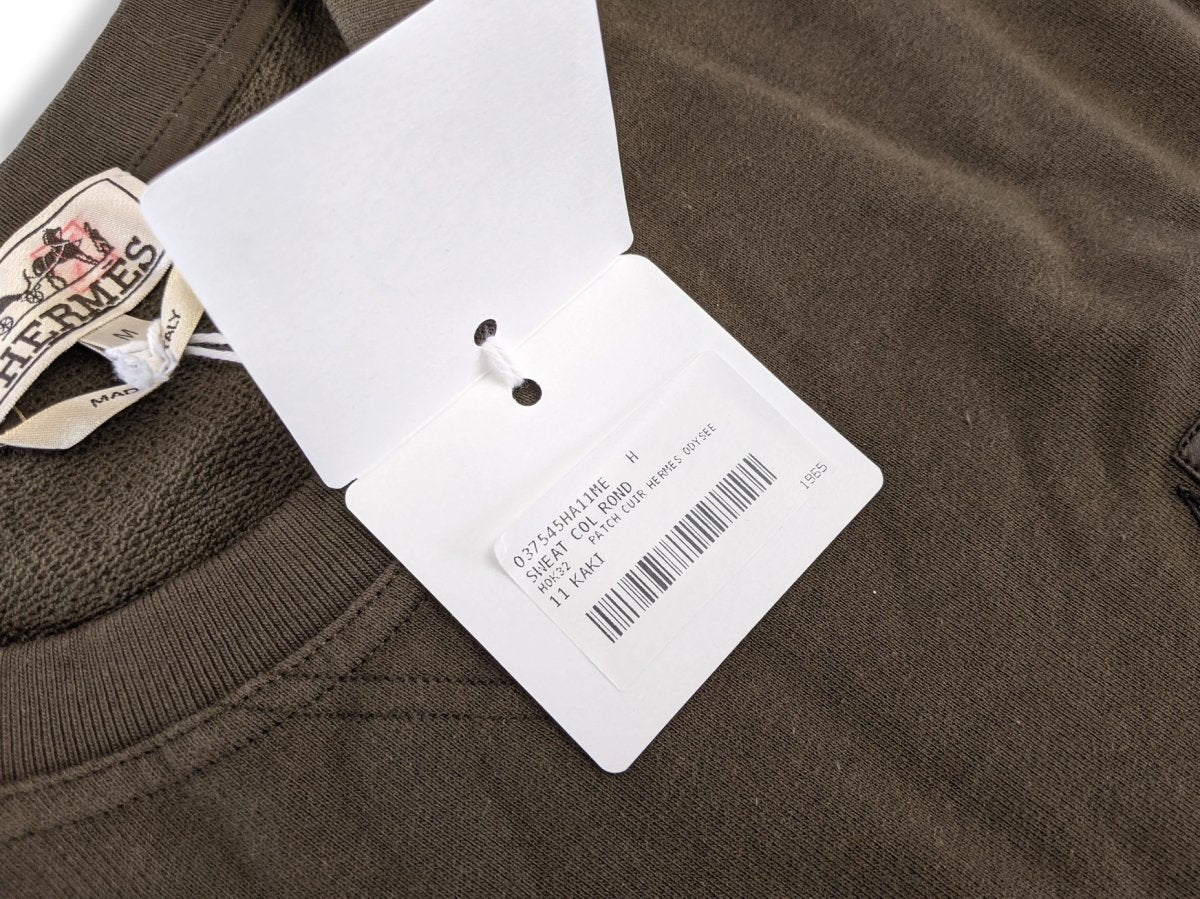 Hermes Kaki Lambskin Details Odyssee Sweat Col Rond Size M, Pur luxe, BNWT! - poupishop