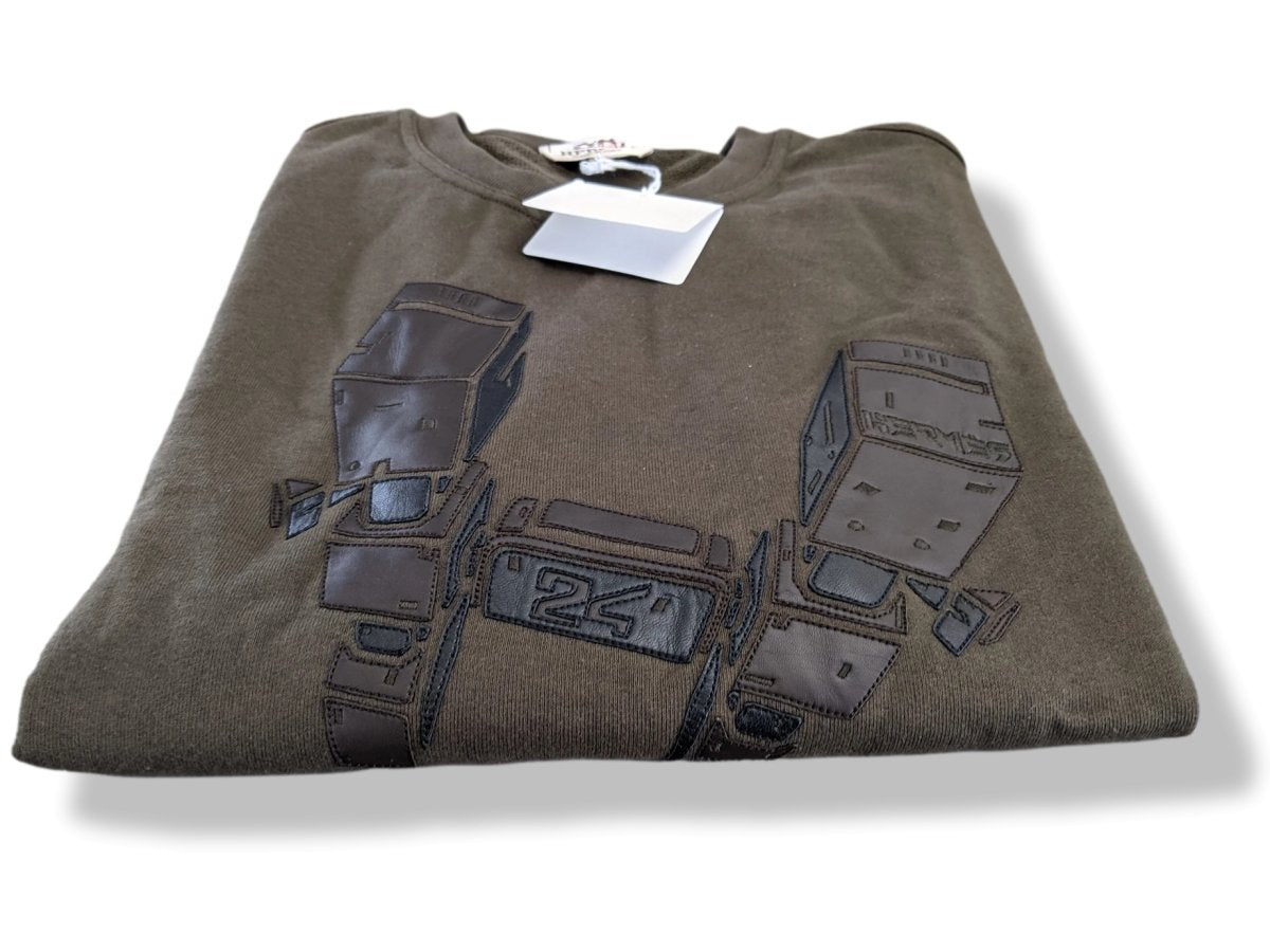 Hermes Kaki Lambskin Details Odyssee Sweat Col Rond Size M, Pur luxe, BNWT! - poupishop
