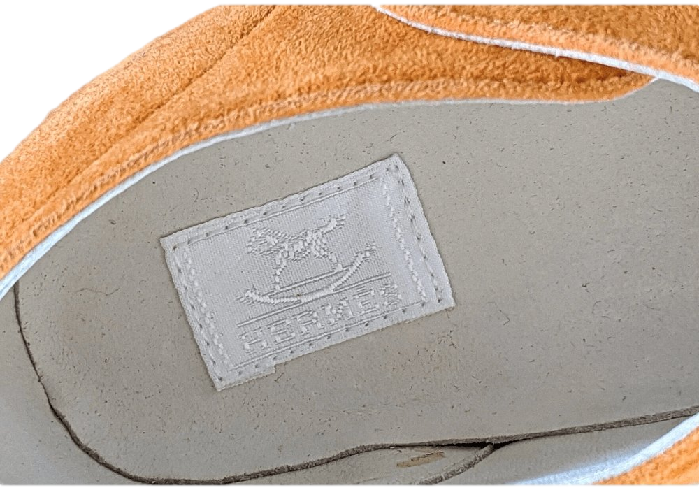Hermes Kids Orange Suede Baby Booties ADADA Shoes Sz26