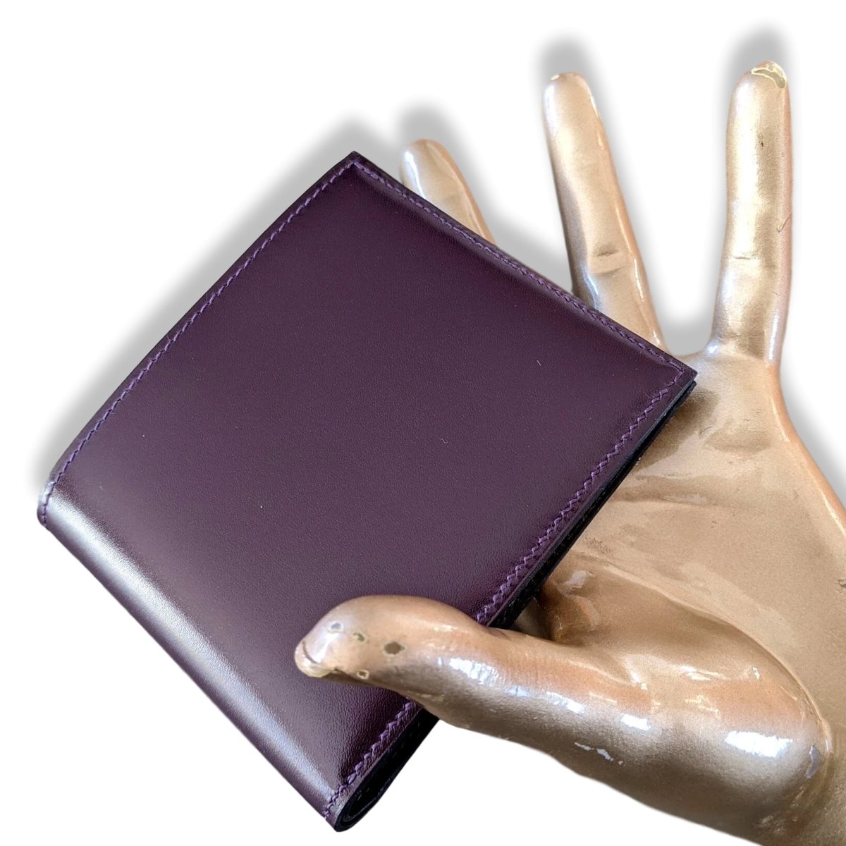 Hermes [L13] Raisin Veau Eversoft MC² COPERNIC Compact Men's Wallet, BNIB! - poupishop