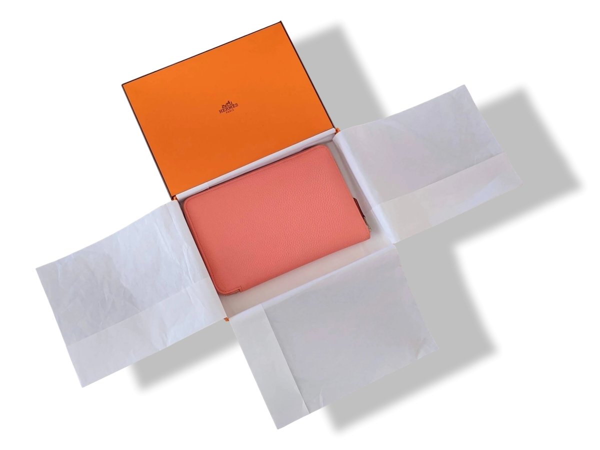 Hermes [L14] Pink Taurillon Clemence AZAP GM COMBINED WALLET Rare, BNIB! - poupishop