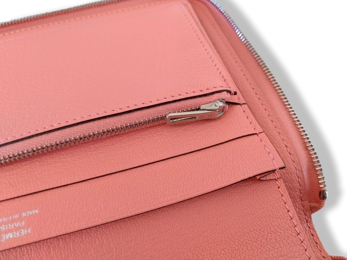 Hermes [L14] Pink Taurillon Clemence AZAP GM COMBINED WALLET Rare, BNIB! - poupishop