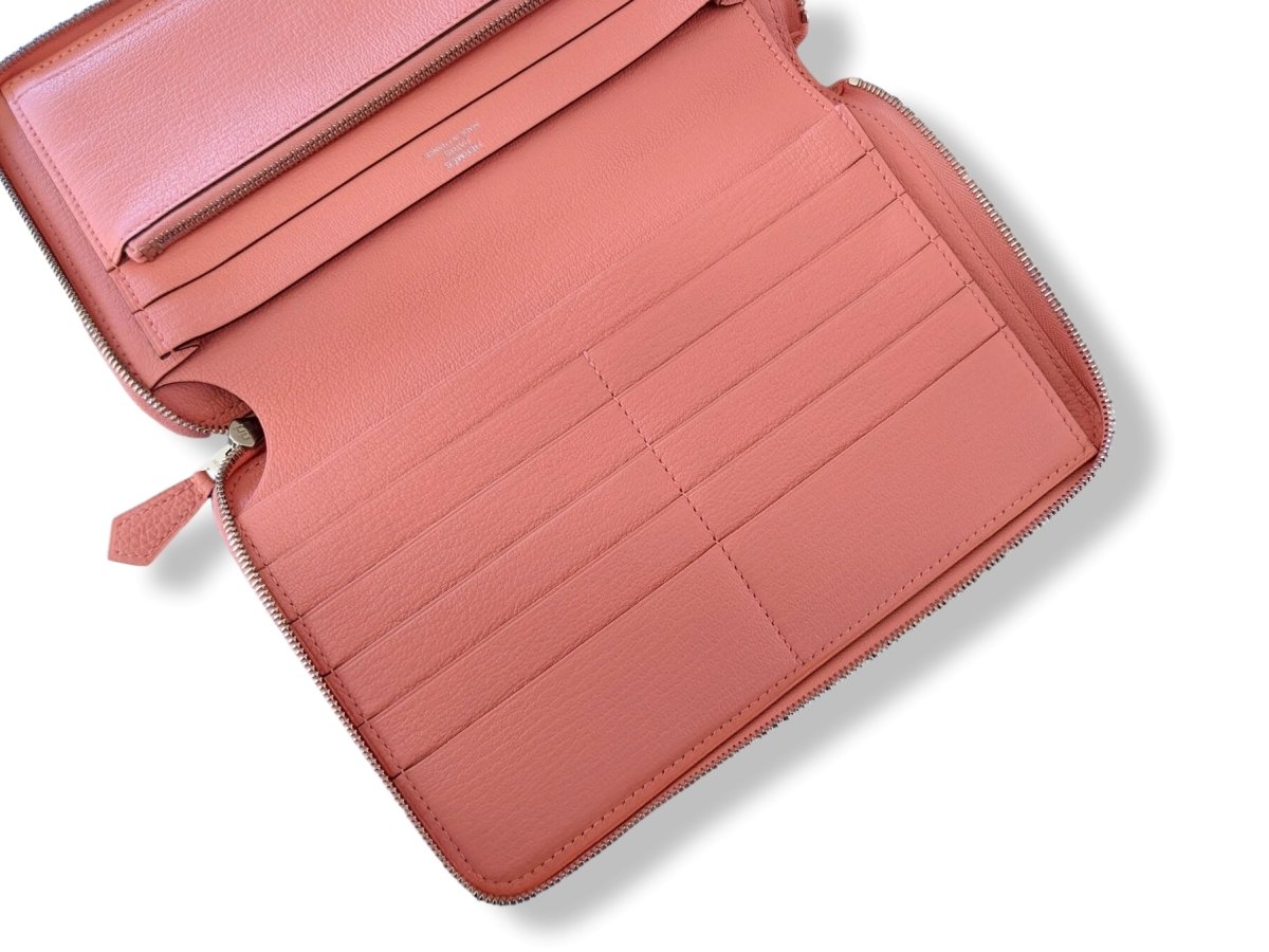 Hermes [L14] Pink Taurillon Clemence AZAP GM COMBINED WALLET Rare, BNIB! - poupishop