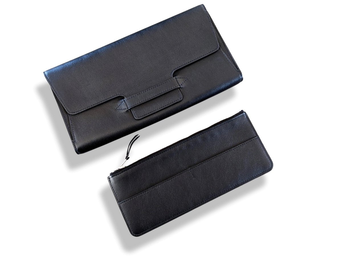 Hermes [L15] 2011 Black Calfskin Pochette Bag and Matching Zipped Wallet, BNIB! - poupishop