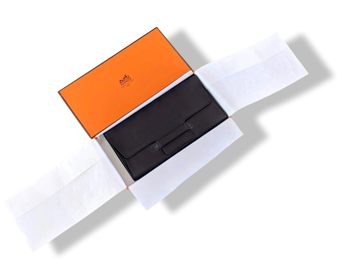 Hermes [L15] 2011 Black Calfskin Pochette Bag and Matching Zipped Wallet, BNIB! - poupishop