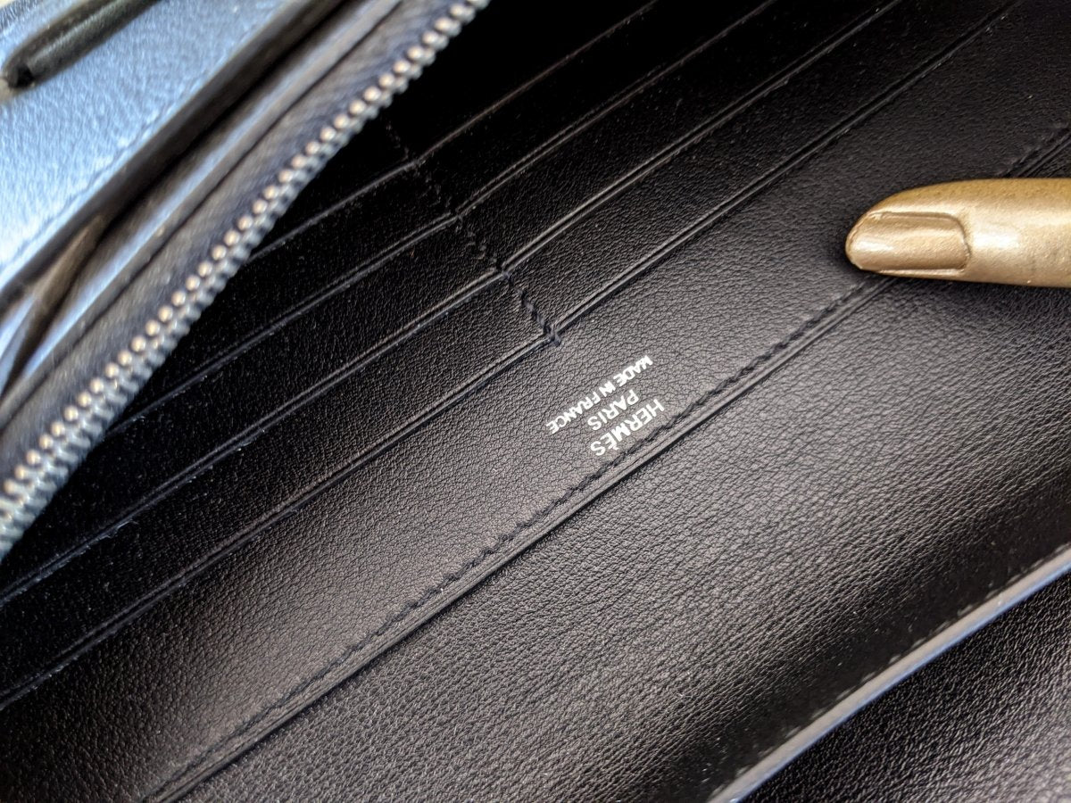 Hermes [L15] 2011 Black Calfskin Pochette Bag and Matching Zipped Wallet, BNIB! - poupishop