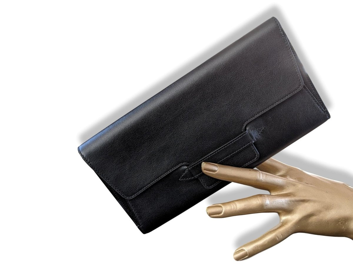 Hermes [L15] 2011 Black Calfskin Pochette Bag and Matching Zipped Wallet, BNIB! - poupishop