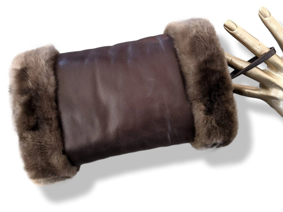 Hermes [L17] Marvelous Moka Glace Agneau/Ragondin POLE NORD MANCHON Lambskin and Nutria Fur Muff, BNIB! - poupishop