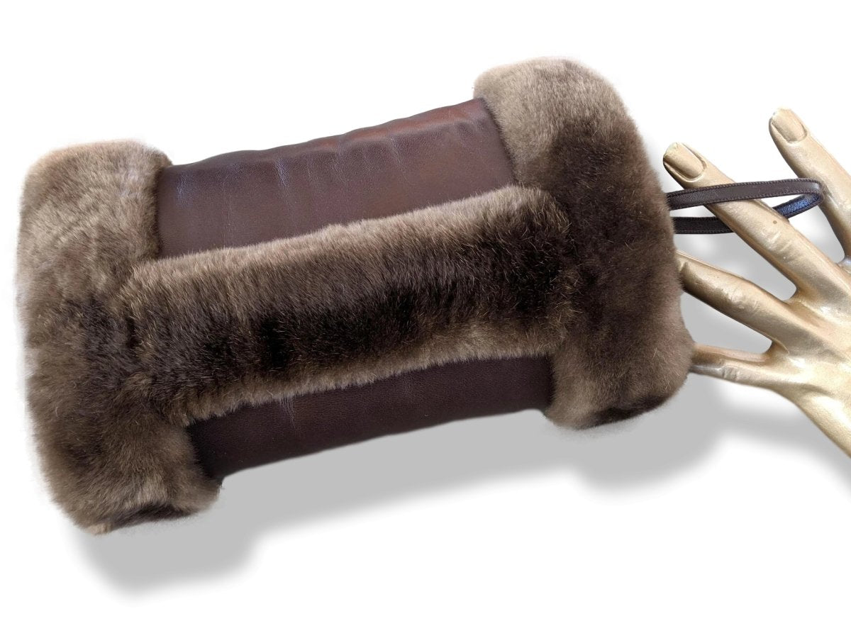Hermes [L17] Marvelous Moka Glace Agneau/Ragondin POLE NORD MANCHON Lambskin and Nutria Fur Muff, BNIB! - poupishop