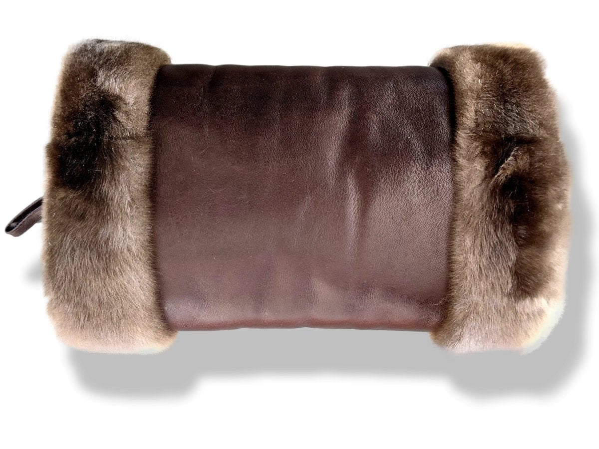 Hermes [L17] Marvelous Moka Glace Agneau/Ragondin POLE NORD MANCHON Lambskin and Nutria Fur Muff, BNIB! - poupishop