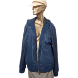 Hermes Men's Bleu de Prusse Lambskin Reversible Hooded Jacket Sz54