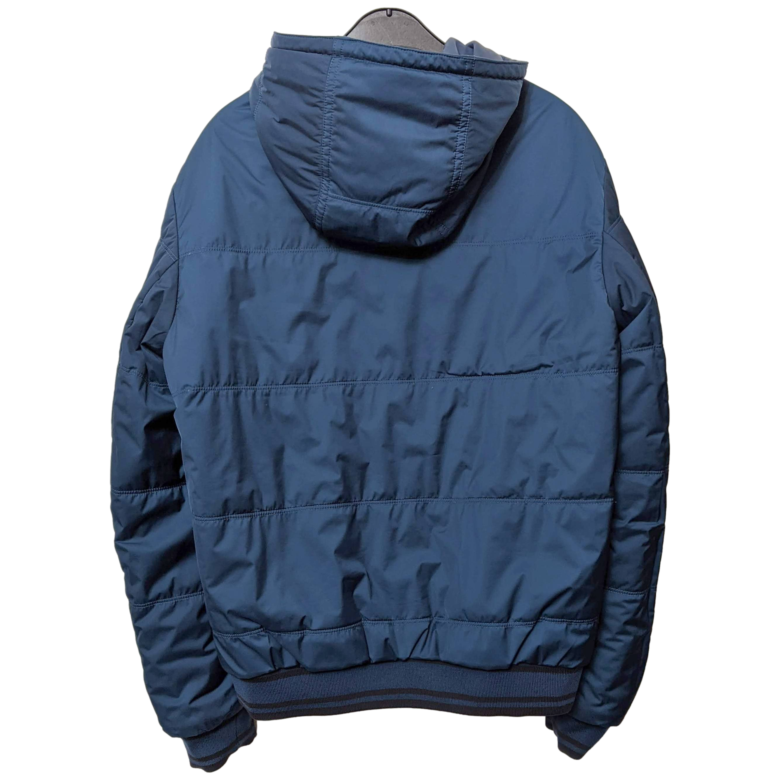 Hermes Men's Bleu de Prusse Lambskin Reversible Hooded Jacket Sz54
