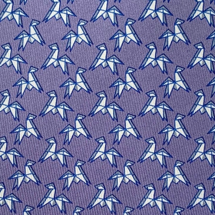 Hermes Lavander Pale Blue ORIGAMI HORSE TWILLBI Twill Silk Tie 8cm, NWT in Pochette! - poupishop