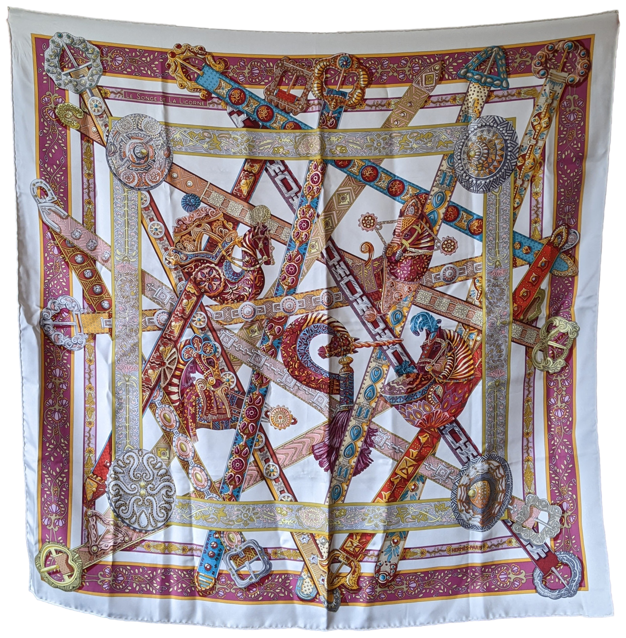 Hermes 2013 "Le Songe de la Licornel" Twill Silk Scarf 90 x 90 cm