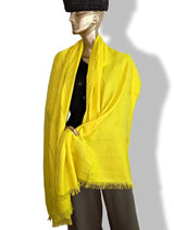 Hermes Lemon Yellow Fringed NEW LIBRIS Etole 85% Cashmere/15% Silk 75 x 210 cm, BNWT! - poupishop