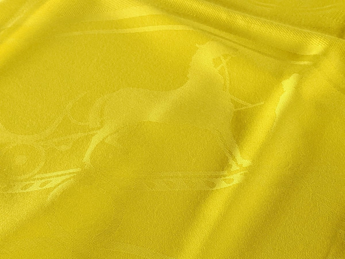 Hermes Lemon Yellow Fringed NEW LIBRIS Etole 85% Cashmere/15% Silk 75 x 210 cm, BNWT! - poupishop