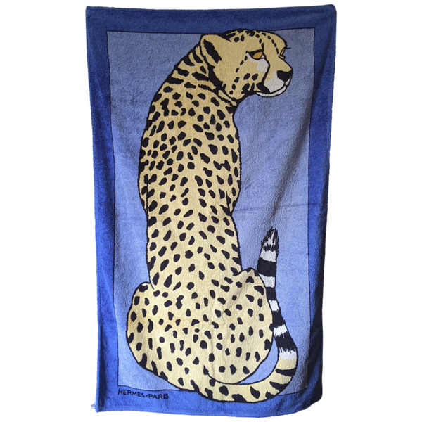 Produits Hermes Bleu "Leopard" Tapis de Plage Terry Beach Towel 90 x 150 cm