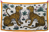 Hermes Vintage Orange/White " Leopards" Cotton Terry Beach Towel 90 x 150