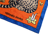 Produits Hermes Blue/Orange " Leopards" Cotton Terry Beach Towel 90 x 150