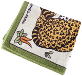 Hermes Vintage Green White " Leopards" Cotton Terry Beach Towel 90 x 150