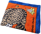 Produits Hermes Blue/Orange " Leopards" Cotton Terry Beach Towel 90 x 150