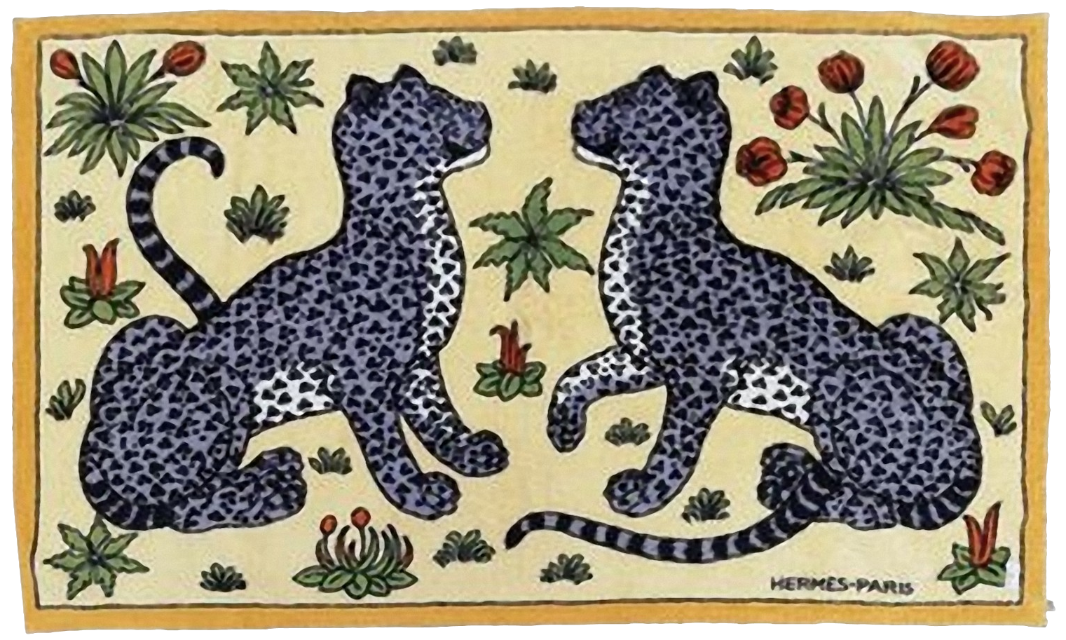Hermes Vintage " Leopards" Cotton Terry Beach Towel 90 x 150 cm