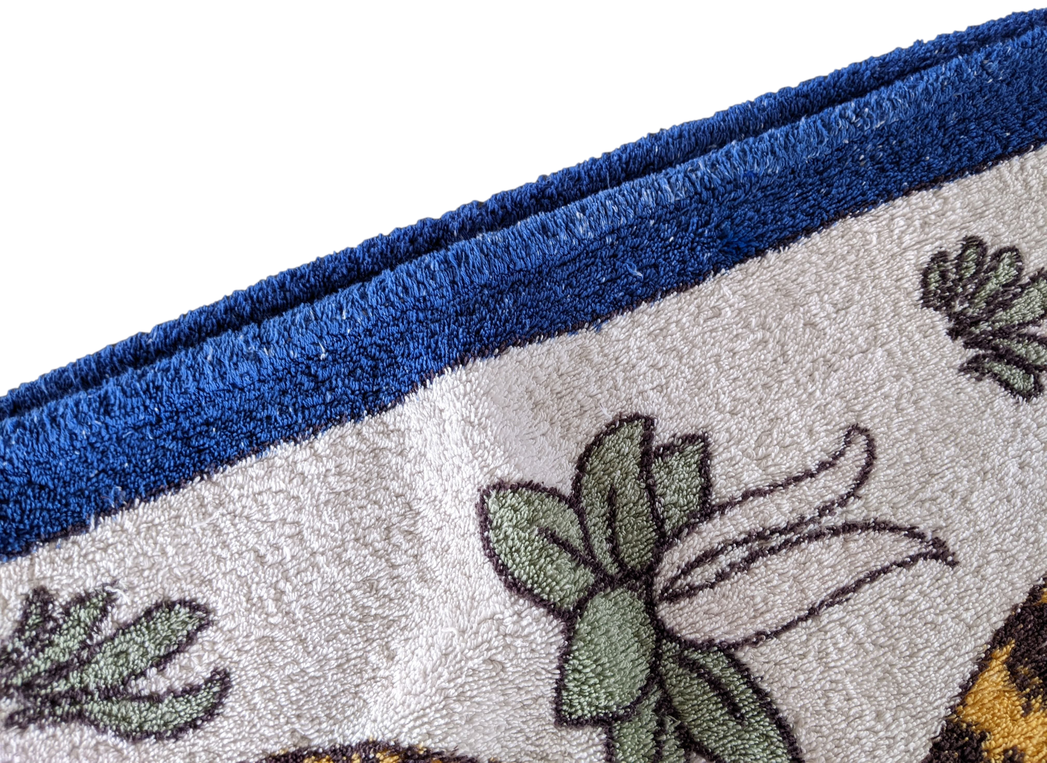 Hermes Marine/Blanc "Leopards" Tapis de Plage Terry Beach Towel 90 x 150 cm