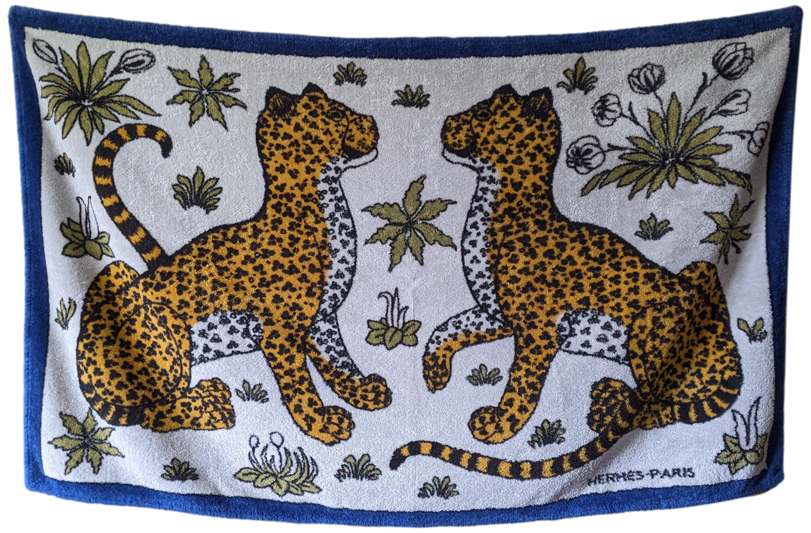 HERMES Vintage LEOPARDS Terry Leopards Beach Towel 90 x 150 cm