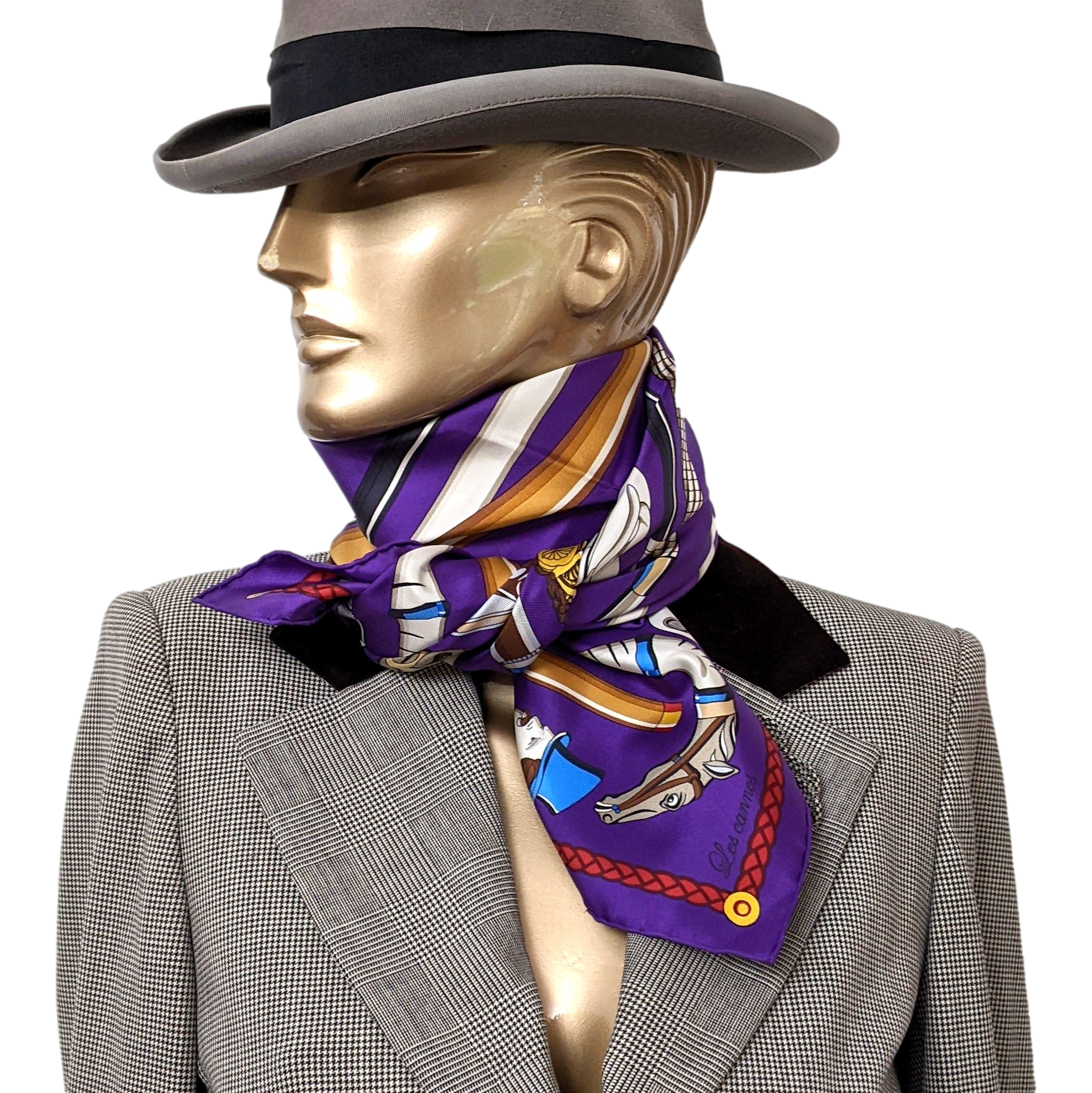 Produits Hermes 2014 Ultra Violet/Gris/Bleu " Les Cannes " by Virginie Jamin Twill 90cm